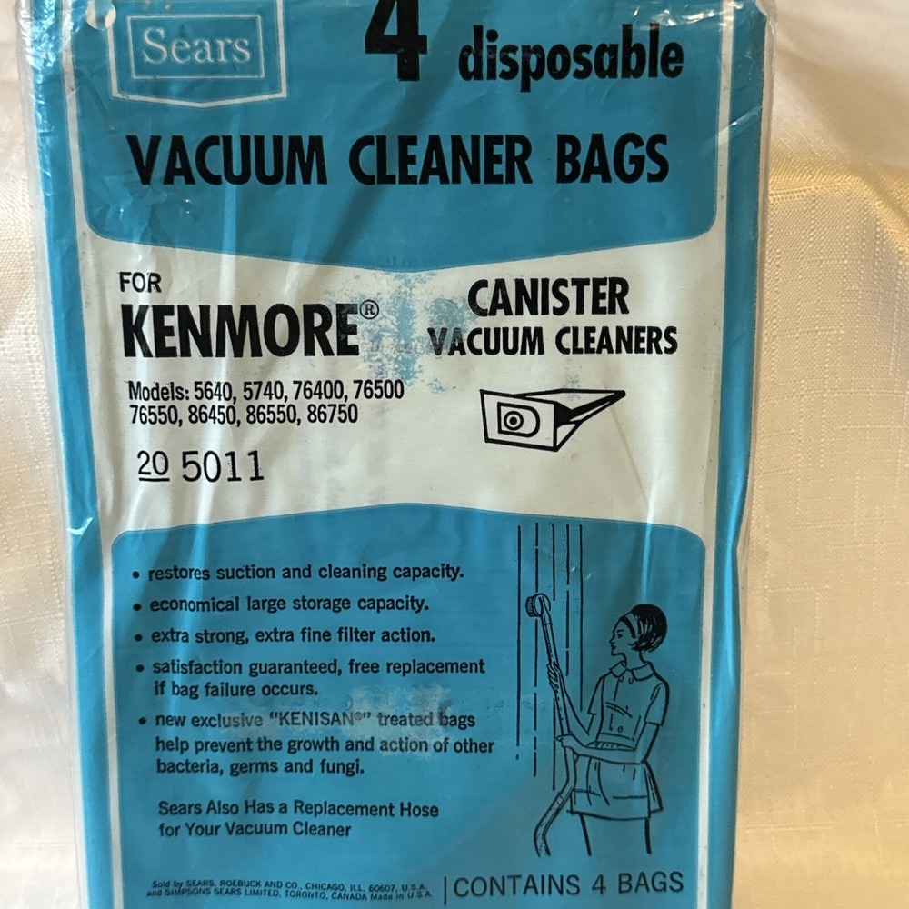 vintage sears Kenmore 4 pack 20-5011 5011 canister vacuum bags models 5640‎ 5740